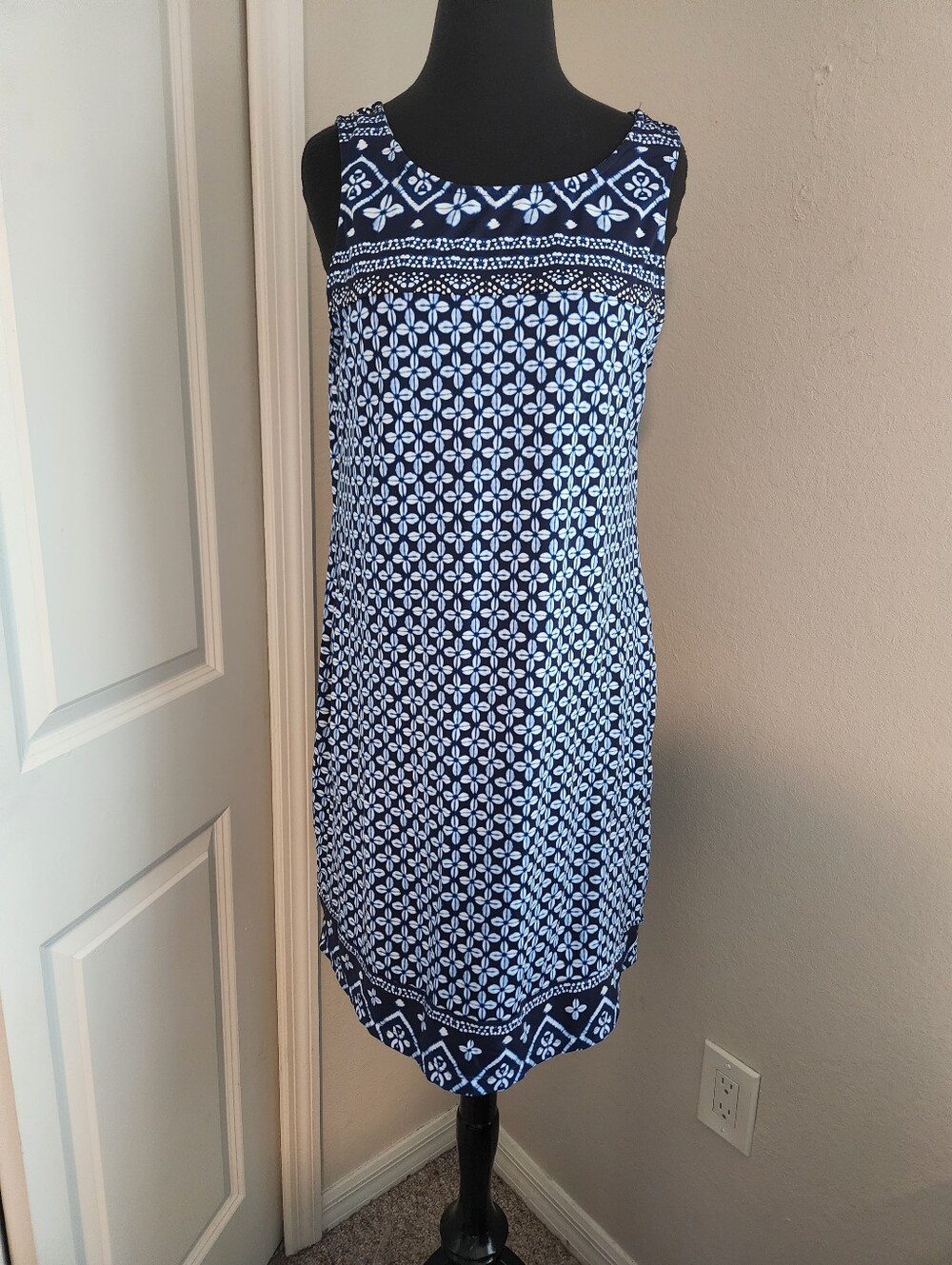 Tommy Bahama Navy and White Printed Swim Cover-Up Dress